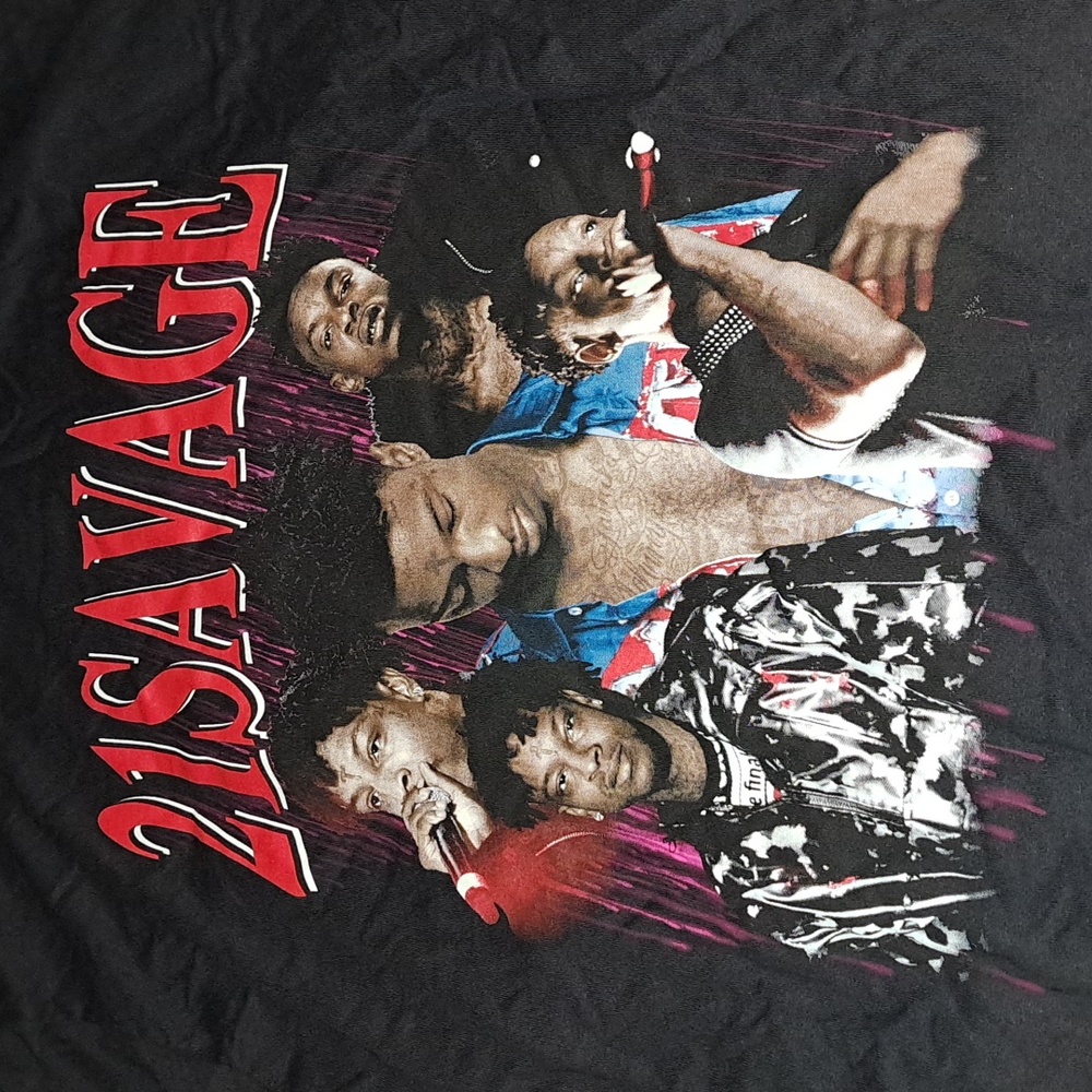 21 Savage T Shirt Mens XL Pop Rap Artist Image Photos Unworn Rare Memorabilia